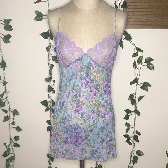 Victoria's Secret Other - Victoria’s Secret Floral Print Lace Top Slip Dress RARE FROM 2000
